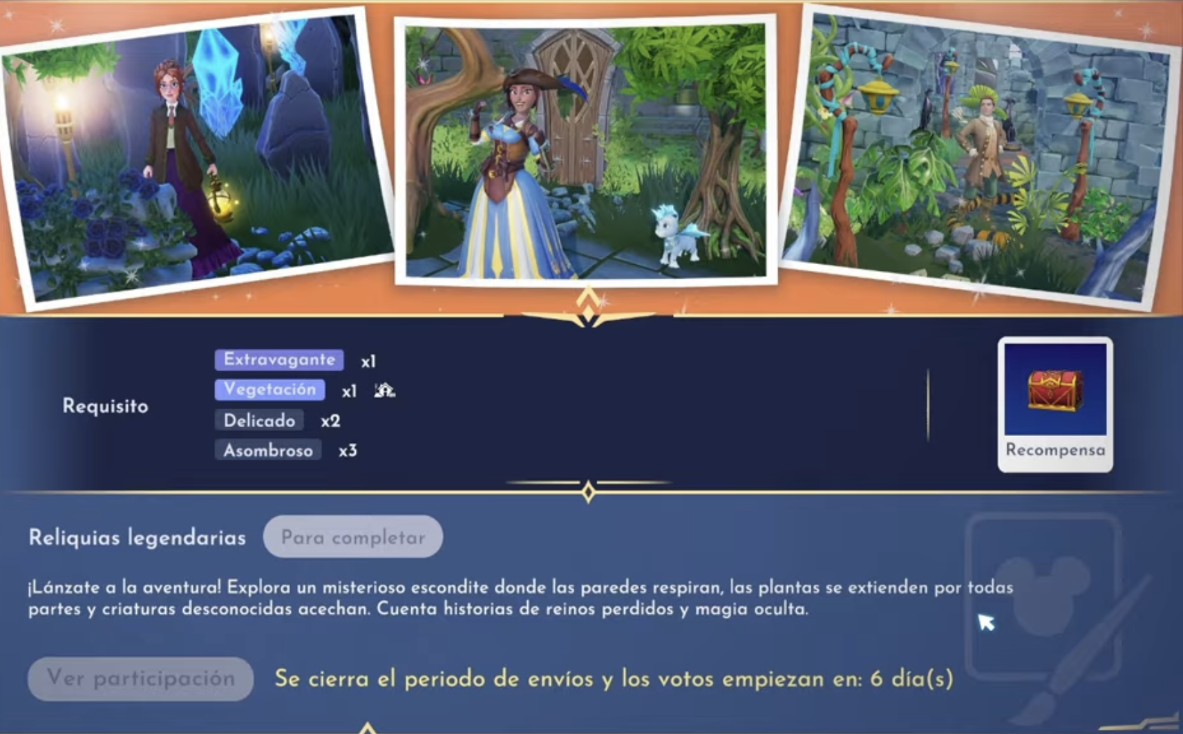 Tela do desafio Relíquias lendárias, com os requisitos e a descrição do tema